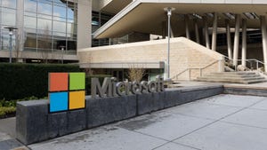 Microsoft sign in front of building