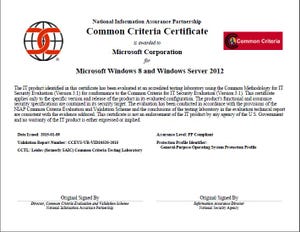 Common Criteria Certification for Windows 8 and Windows Server 2012