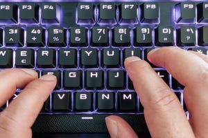 closeup view of a keyboard with bright led lights