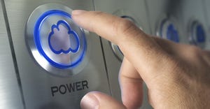 finger pressing "cloud" button