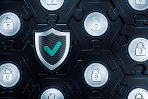 icons of padlocks and shield on puzzle background