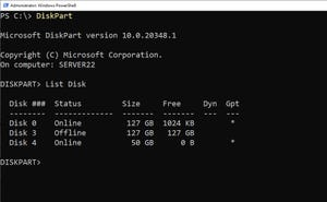 Screenshot of Microsoft DiskPart utility
