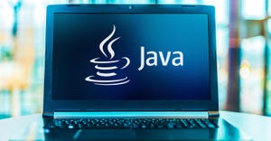 Java logo on a laptop screen