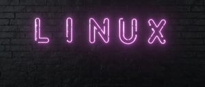 linux emblem in neon lights