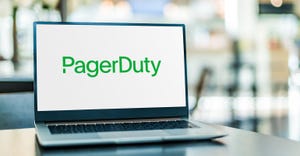 PagerDuty logo on laptop screen