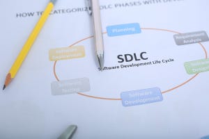 pen and pencil on the software development life cycle chart