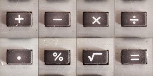 Set of basic math operations, buttons from an old calculator